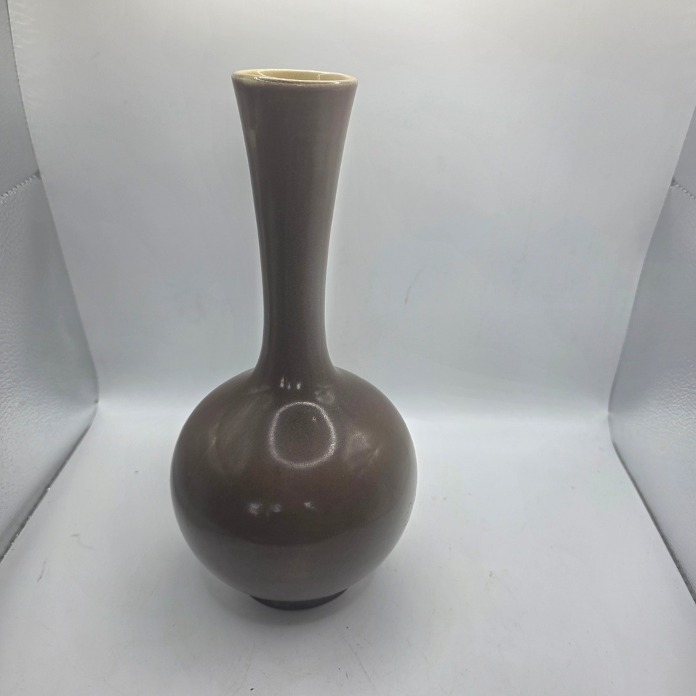 Vintage Red Wing USA 1557 Pottery Vase Brown MCM Long Neck Art Pottery